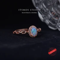 itsmos natural opal rings female ins wind solid s925 sterling silver opal ring jewelry for women rose gold luxury gift