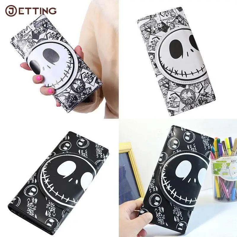 

Comics Nightmare Before Christmas Wallets Unisex Thriller Movie Cartoon Jack Skull Purses PU Leather Clutch 18*8.5cm Long