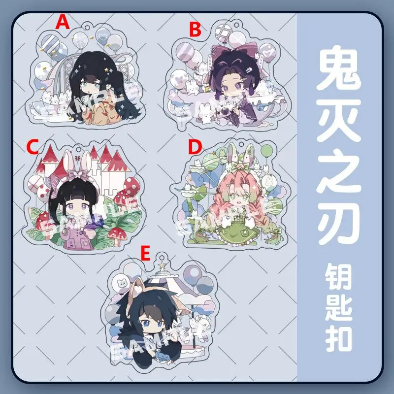 

Anime Keychain Demon Slayer Kimetsu no Yaiba Kanroji Mitsuri Tokitou Muichirou Acrylic Keyring Strap Figure Hanging Accessories