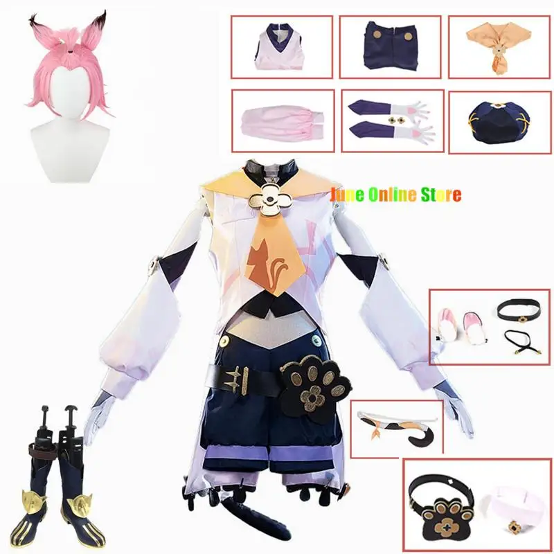 

Genshin Impact Mondstadt Diona Cosplay Costume Uniform Hat Tail Wig Outfit Game Cosplay Bartender Diona Costume Loli Uniform