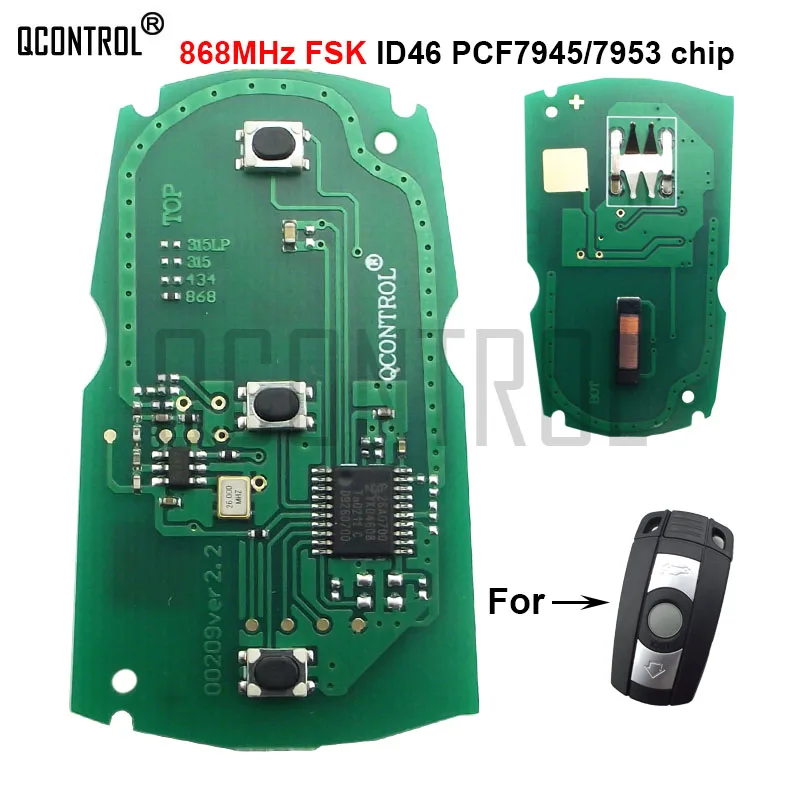 QCONTROL Car Remote Control Smart Key Circuit Board for BMW CAS3 System X5 X6 Z4 1/3/5/7 Series 868MHz ID46 PCF7945 - купить по