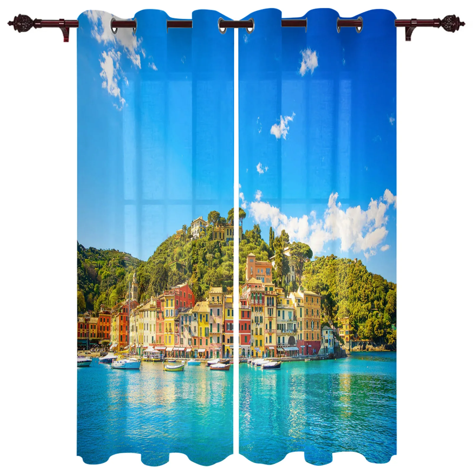 

Современные занавески на окна с изображением Морского Пейзажа для гостиной роскошные шторы для спальни занавески дверные занавески