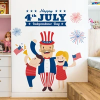 2535cm cute independence day family sticker diy window glass wall stickers bedroom decoration stickers self adhesive wallpaper