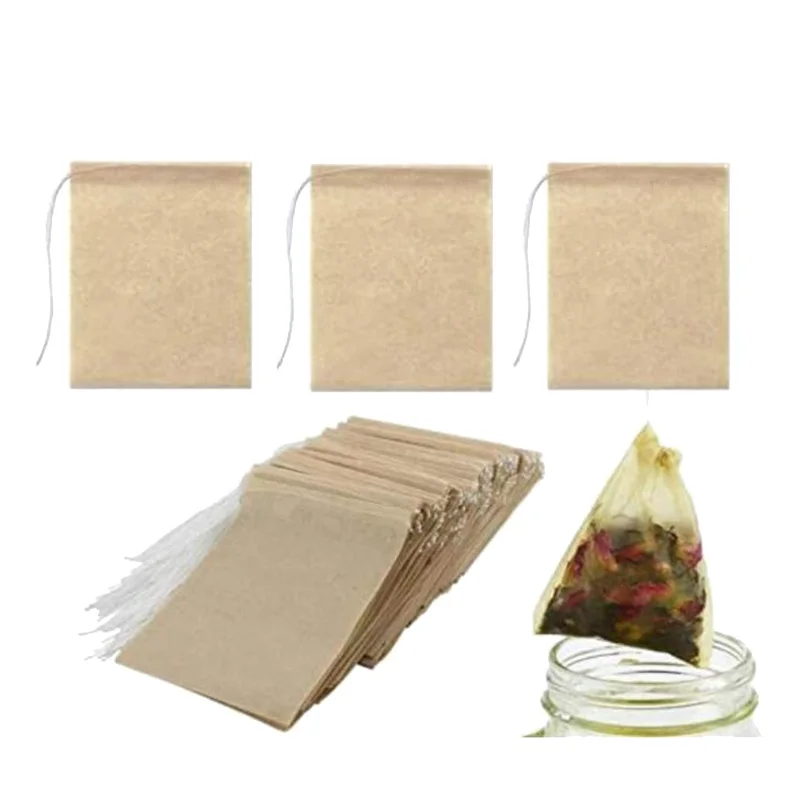 

600 упаковок чайных фильтров, одноразовый Бумажный чайный пакетик со шнурком для листового чая, кофе (натурального цвета, X дюйма)