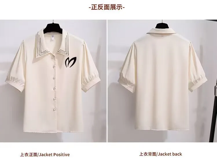 Women's High Waist Wide Leg Two-piece Set 2023 Summer Golf New Temperament Slimming Casual Shirt