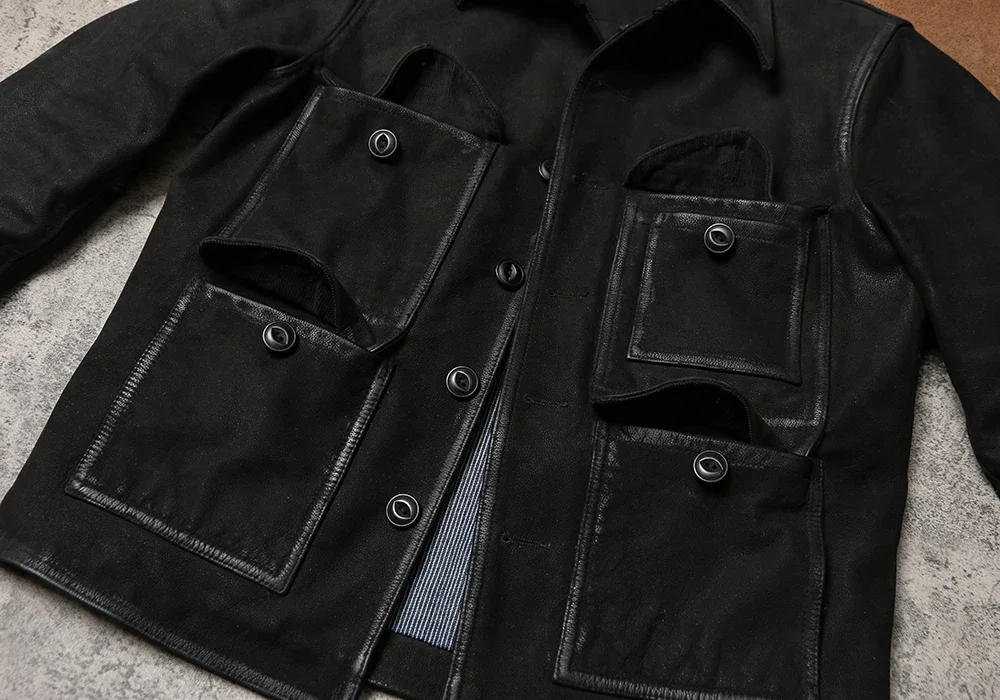 Кожаная куртка старого дроворуба в стиле ретро. Кожаное пальто Detroit Leather Tooling с