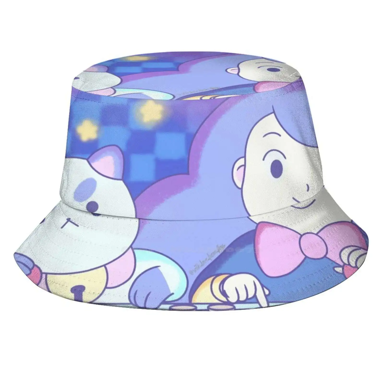 

Bee And Puppycat-Glitch Gorge Causal Cap Buckets Hat Bee And Puppycat Kawaii Cartoon Hangover Pastel
