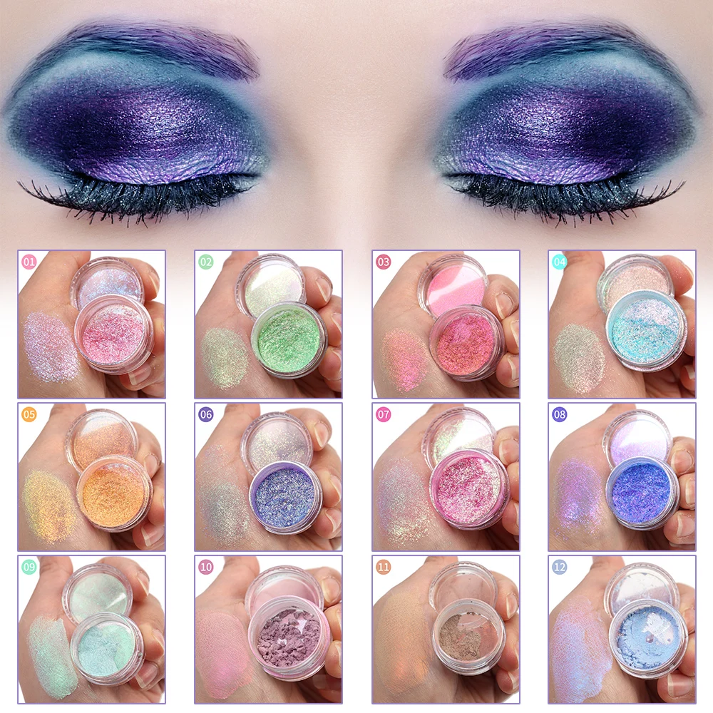 

MultiChrome Shifting Pigments Chameleon Eyeshadow Powder Ultra Thin Iridescent Highlighter Shadow Infinite Shining Eyeshadow