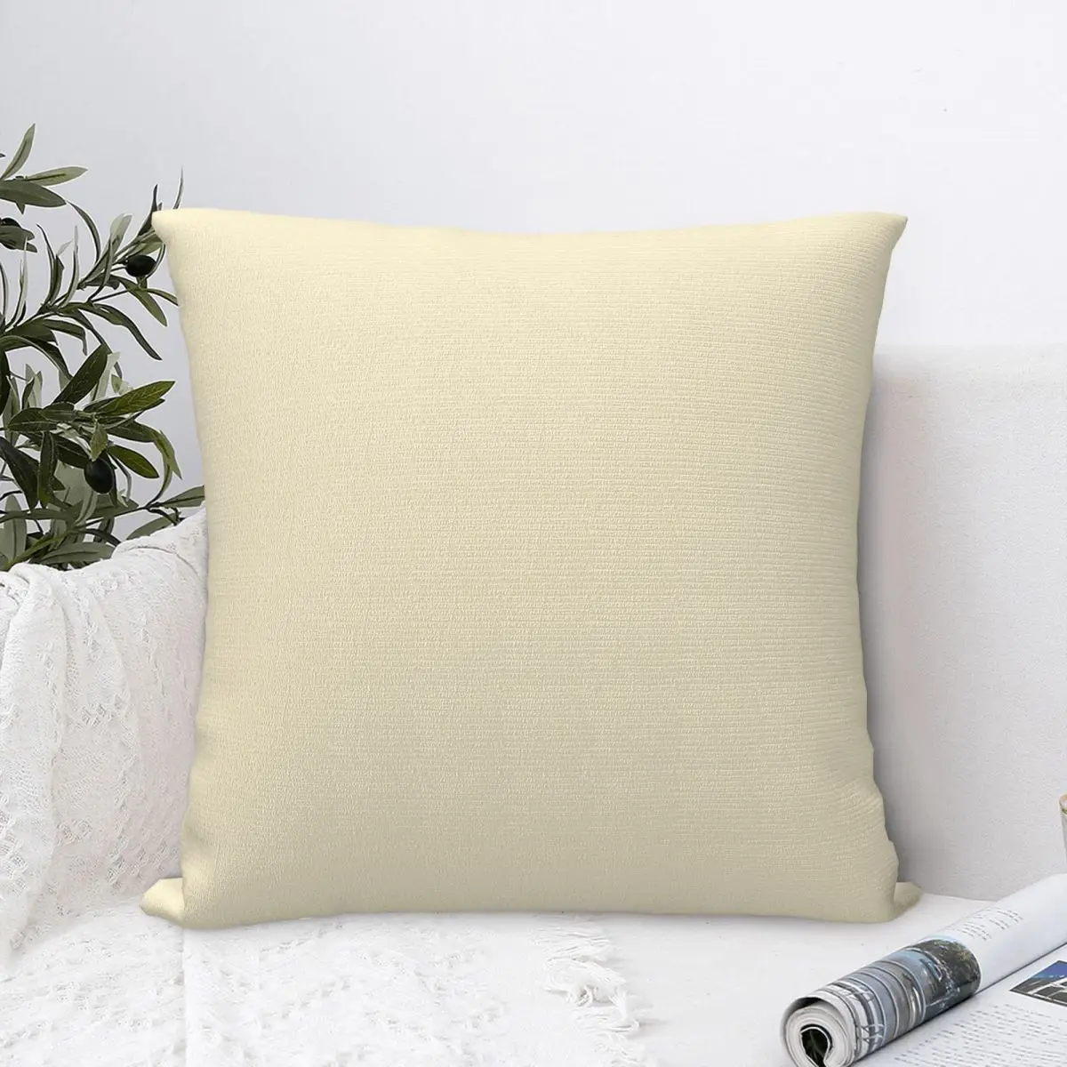 

Creamy White Pillowcase Solid Colour Art Backpack Cushion For Sofa DIY Printed Chair Throw Pillow Case Decorative