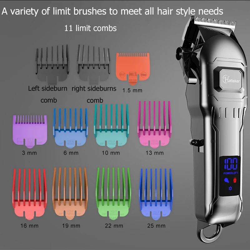 

Barber Professional Hair Clipper Full Body Washable Blade Beard Trimmer LCD Display Cordless Rechargeable Hair Cutting Machine