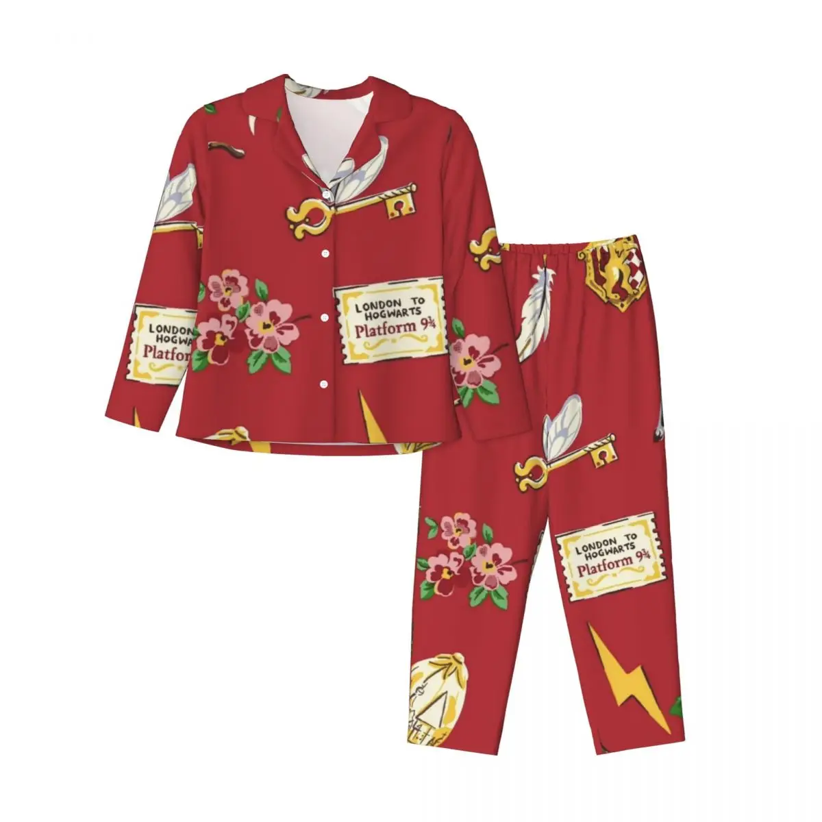 Женский пижамный комплект Гарри Поттер на пуговицах костюм из двух предметов