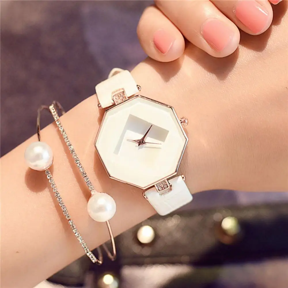 

Women 's Fashion Faux Leather Band Analog Quartz Rhombic Case Wrist Watch Gift Reloj Mujer Black Clock Women's Luxury Watch