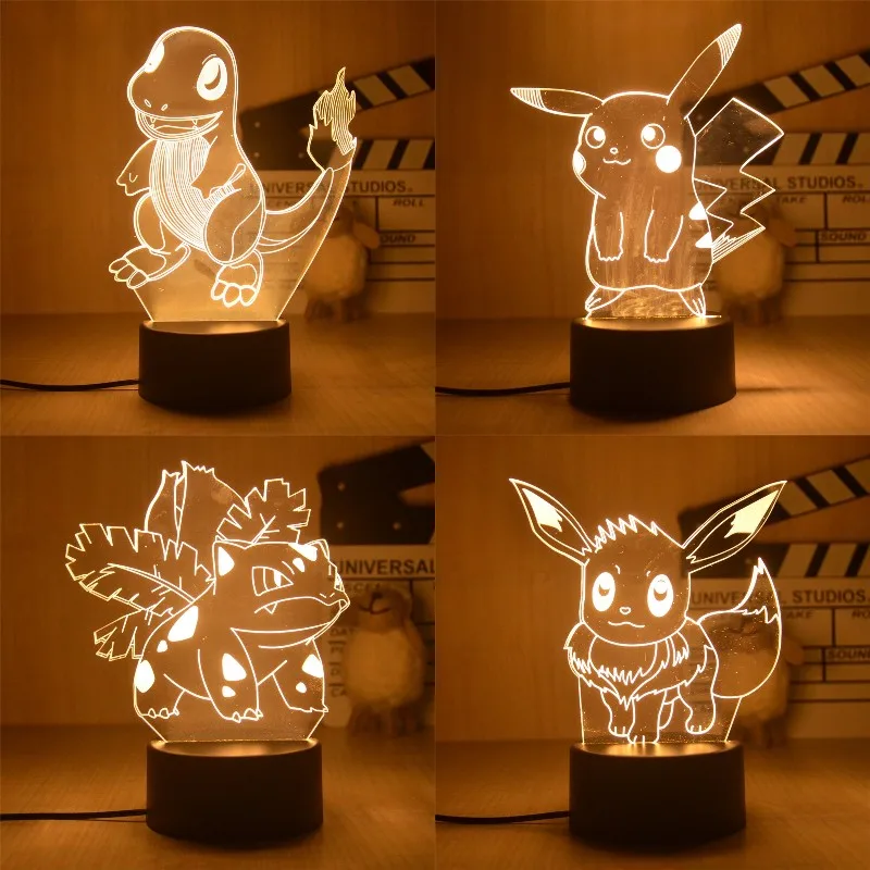 

New Pokemon Pikachu Led 3D Night Light Kids Toy Anime Figures Cute Pikachu Bedside Lamp for Children Bedroom Decor Birthday Gift