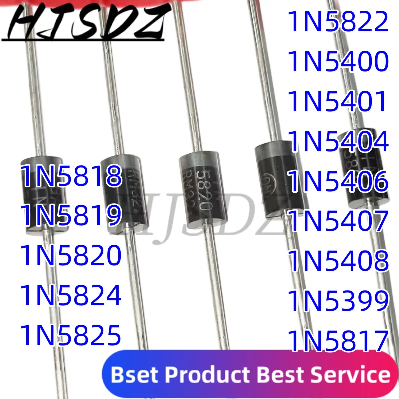 Diodo Schottky 20 piles 1N5822 DO-27 1N5400 1N5401 1N5404 1N5406 1N5407 1N5408 1N5399 1N5817 1N5818 1N5819 1N5820 1N5824 1N5825