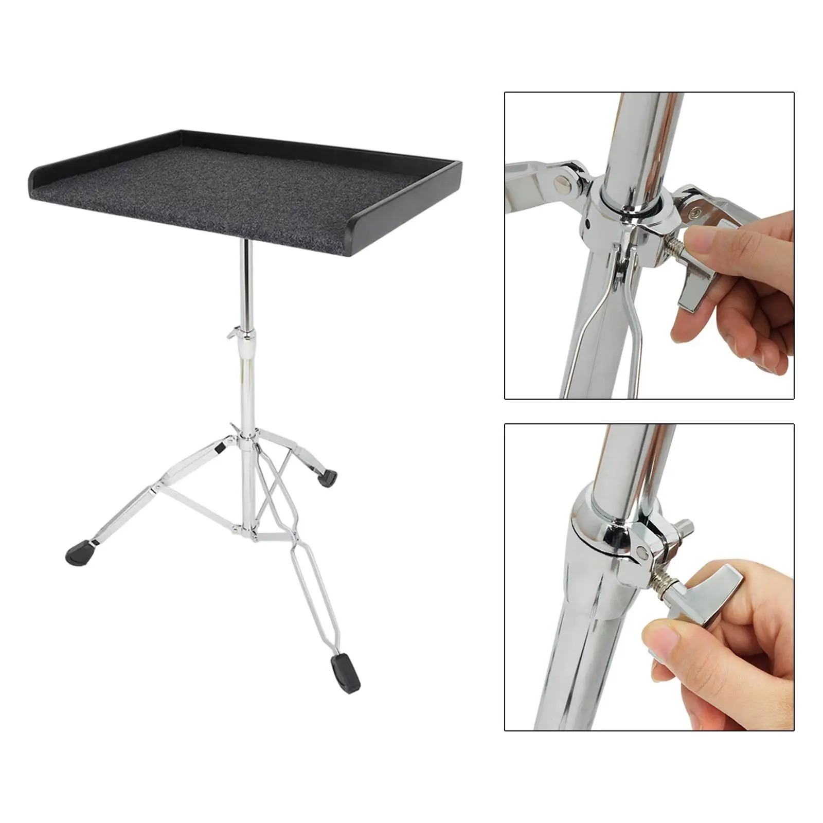 

Professional Percussion Table Drum Percussion Instrument Tray Tripod Stand Adjustable Multipurpose for Workstation Studio Stage