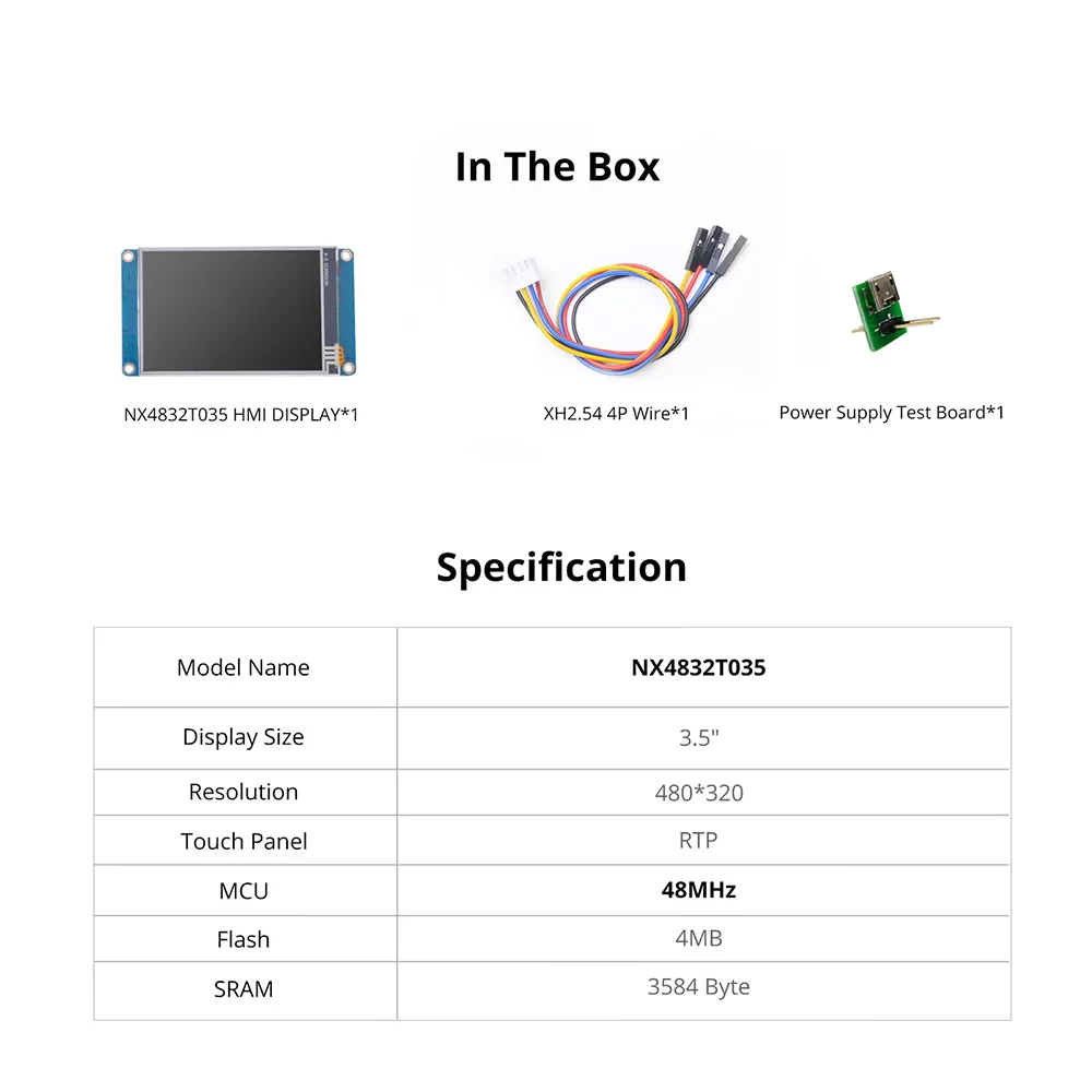 NX4832T035 NEXTION HMI ЖК-модуль Интеллектуальный резистивный сенсорный экран TFT-дисплей Smart USART UART Serial 3584 байт (art.: 3920d2f7828e2) - 3920d2f7828e2