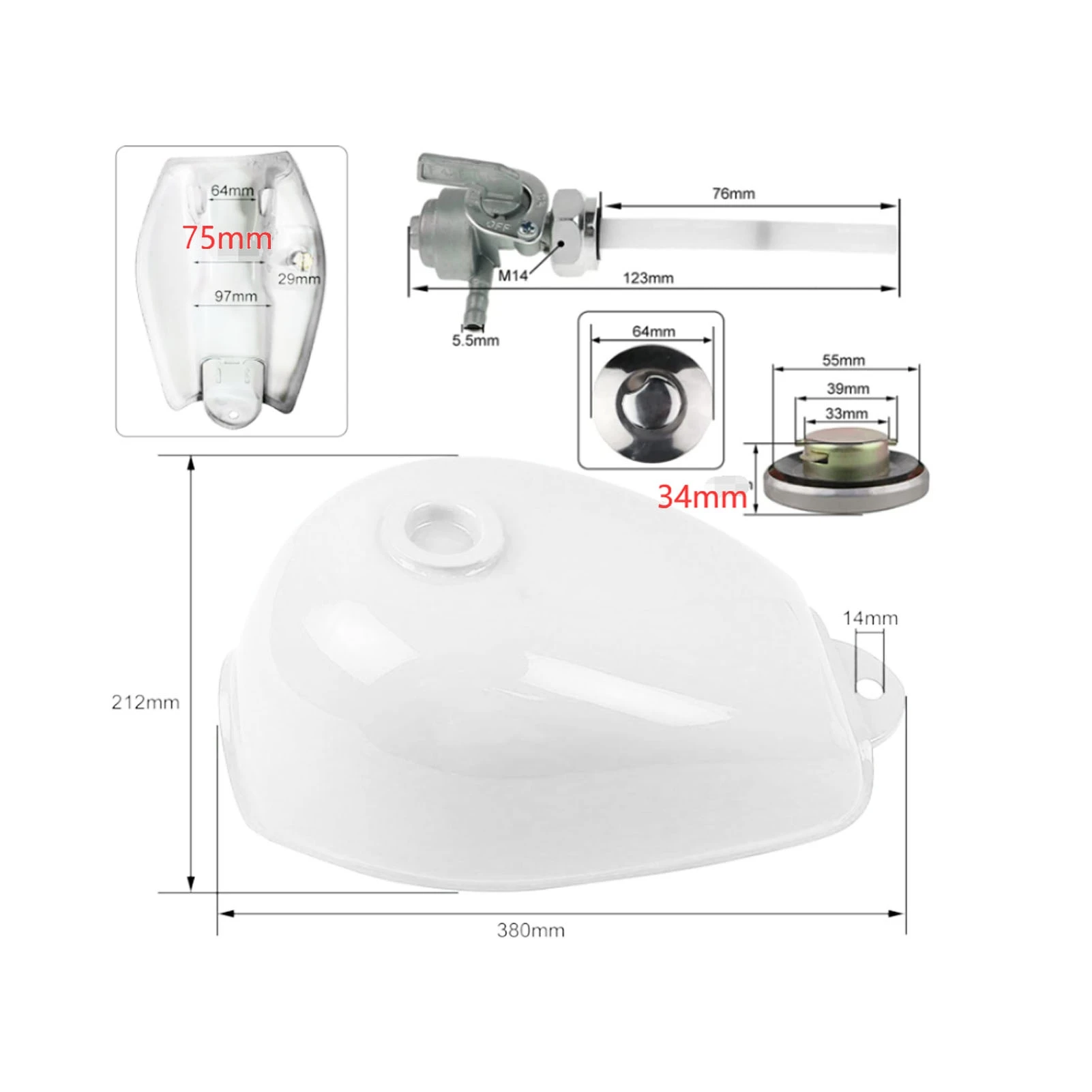 Бензобак мотоцикла с переключателем клапанных ключей в стиле ретро замена для Mini