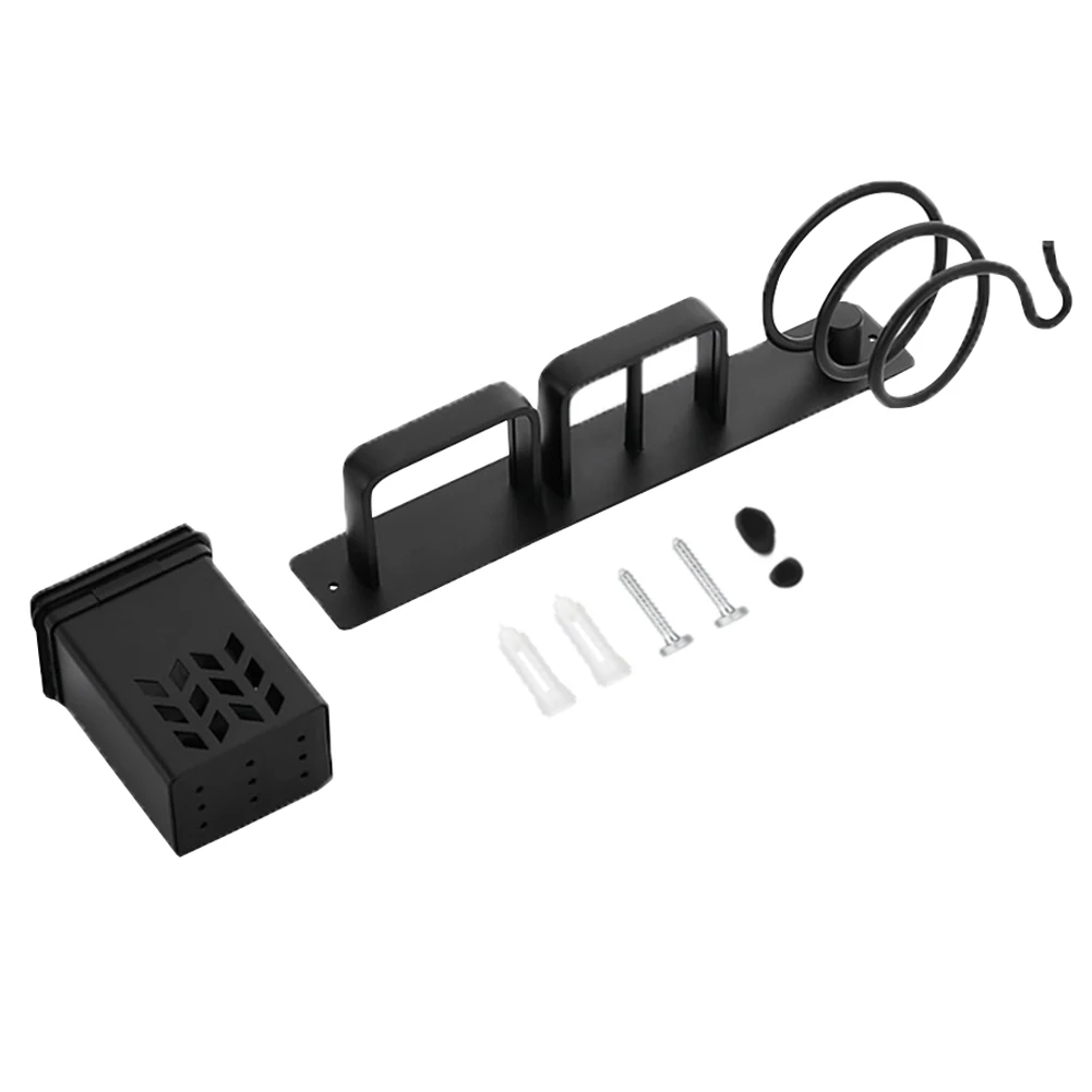 

3 In 1 Hair Dryer Holder Space Saving Rustproof Hotel Bathroom Wall Mount Durable Home Tool Organizer Storage Rack Multifunction