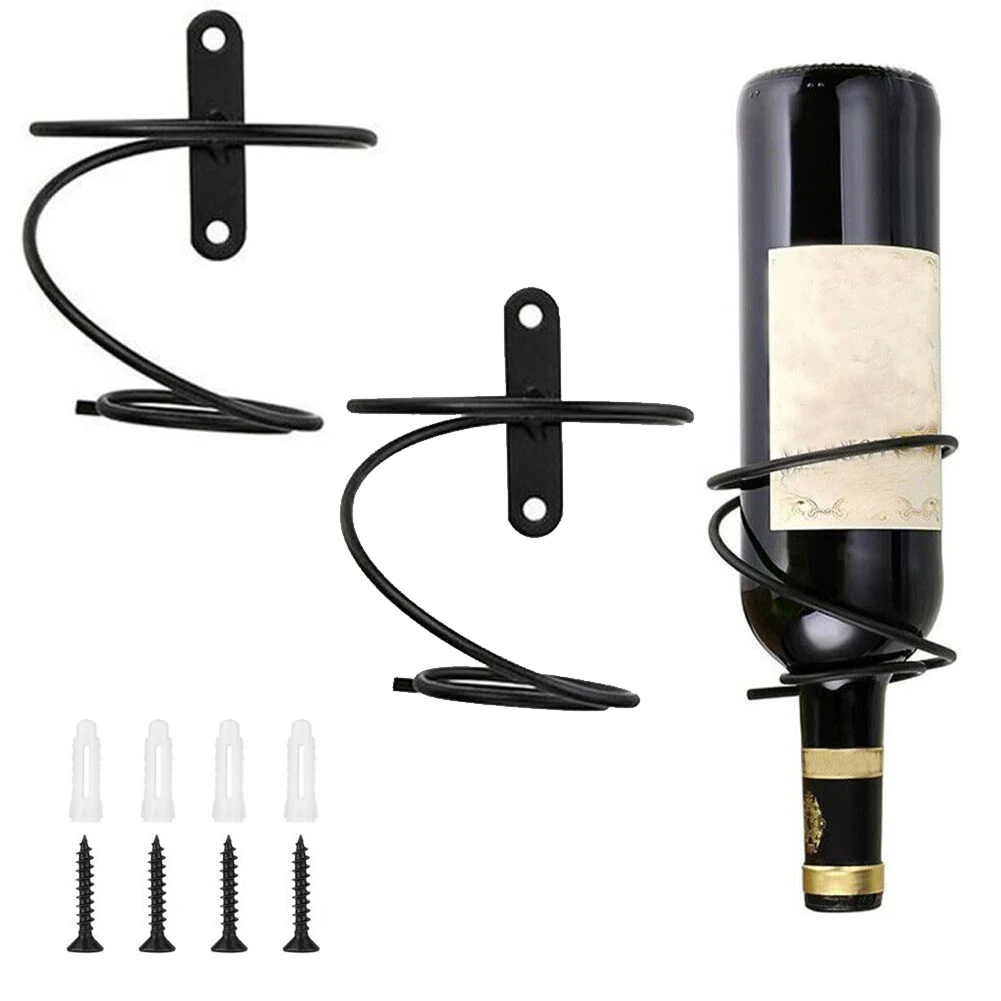 

Wall Mounted Holder Wine Rack Storage Iron Bottle Hanging Display Shelf Metal Simple Modern Easy Clean Home Kitchen Bar Bottle