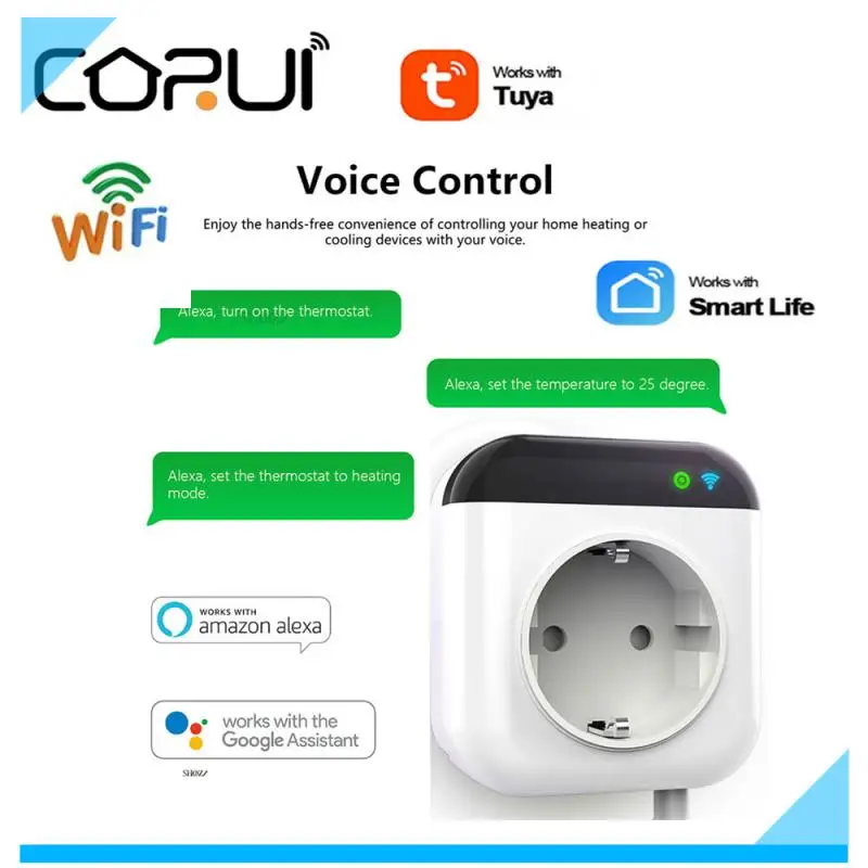 

Умная розетка CORUI с Wi-Fi, 15 А, 4400 Вт