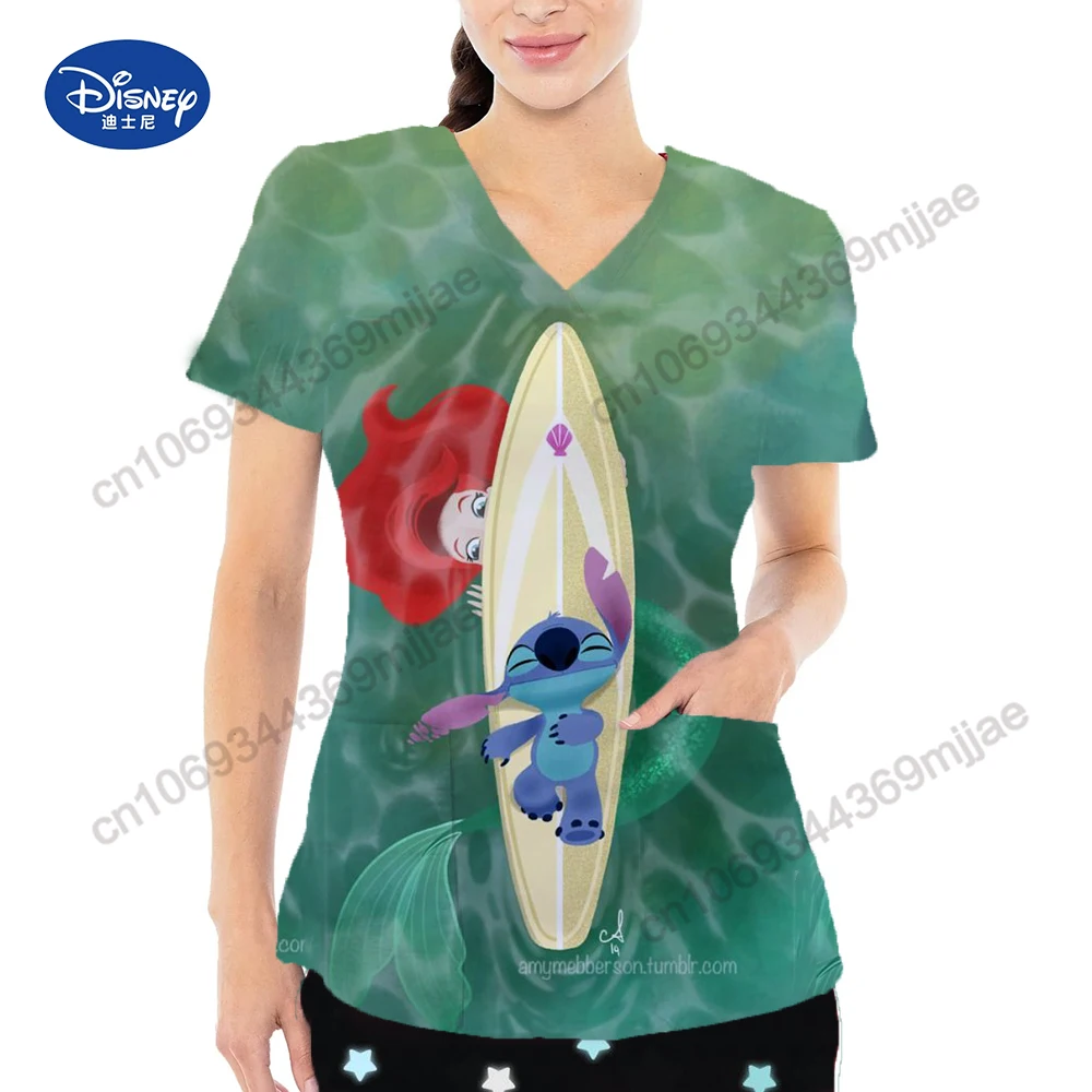

Disney Pocket V-Neck Graphic Tee Women Top Y2k Summer Blouses for Women 2023 T-shirt Female Tshirts Woman Funny T Shirts Yk2