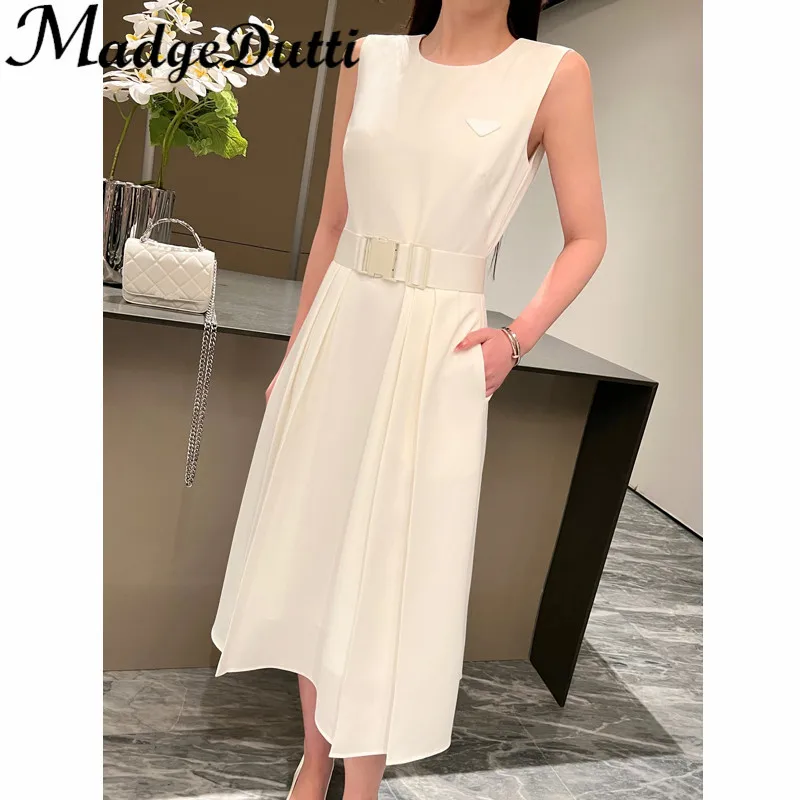 

Женское элегантное платье-майка MadgeDutti со съемным ремнем и круглым вырезом, 2,22