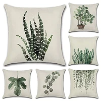 green plant potted leaves linen pillowcase pillow covers friends tv show throw pillow covers decorative home decor square home
