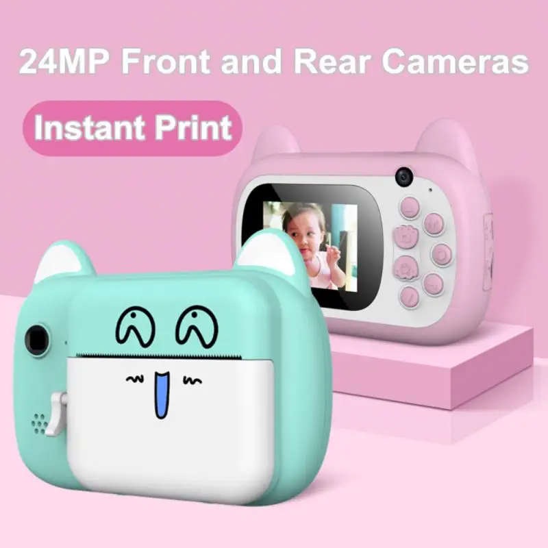 

Children Instant Print Camera With Thermal Printing Paper Instant Print Camera For Kids 1080P Video Photo Camera Christmas Toys