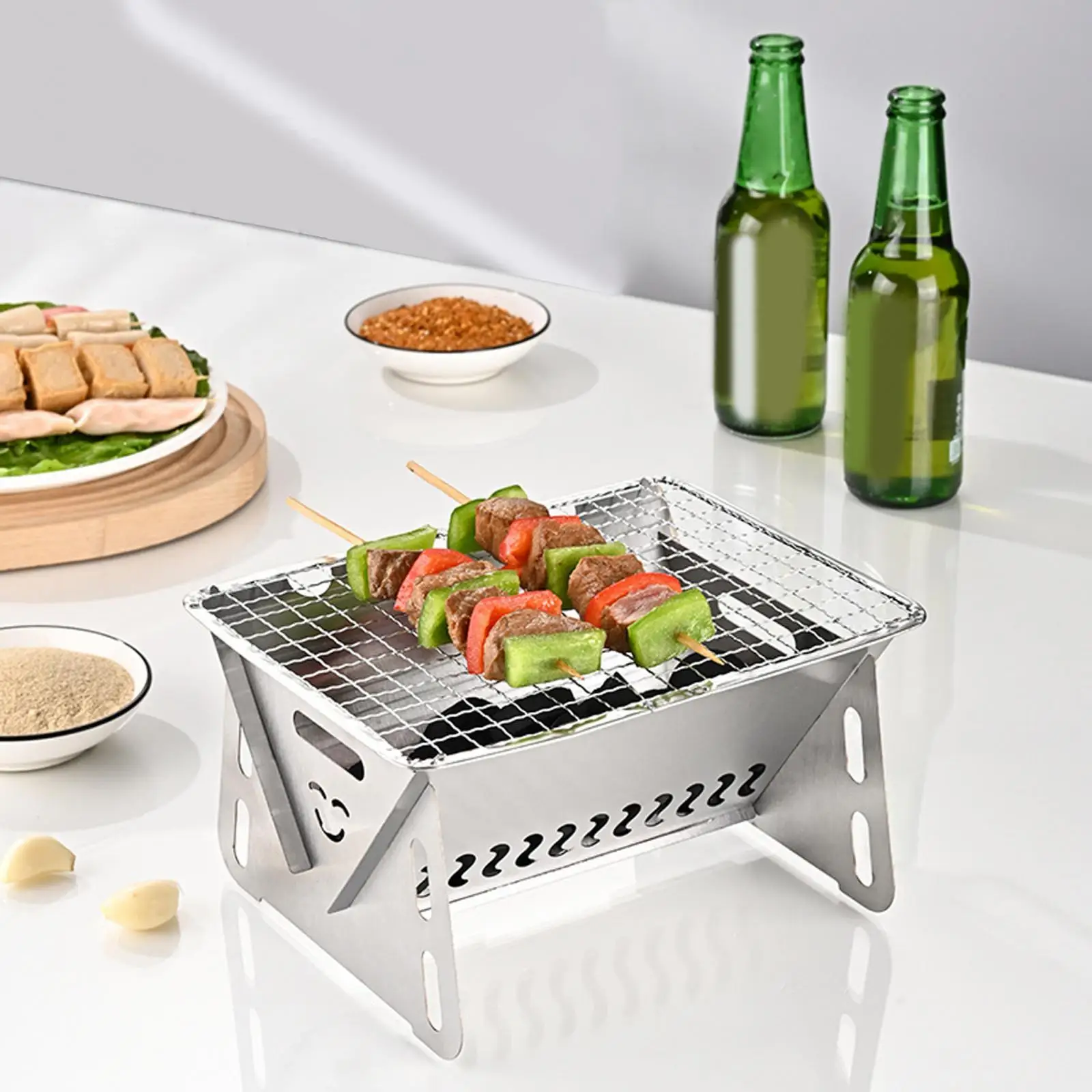 Гриль для барбекю на древесном угле удобный мини-гриль путешествий из