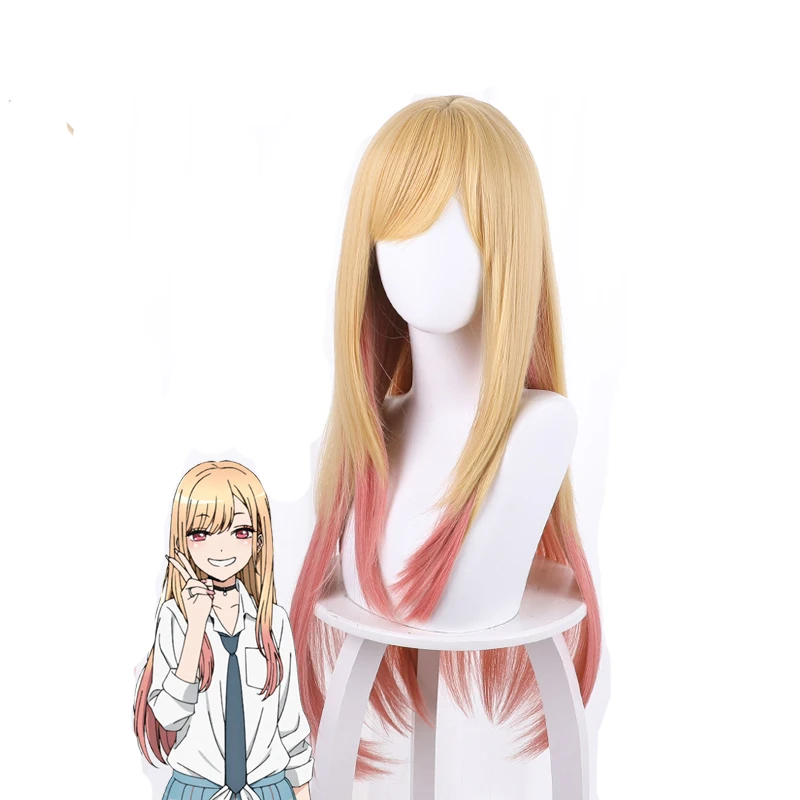 

Anime My Dress-Up Darling Marin Kitagawa Cosplay Wig Yellow Gradient 85cm Long Straight Heat Resistant Hair Wigs + Wig Cap