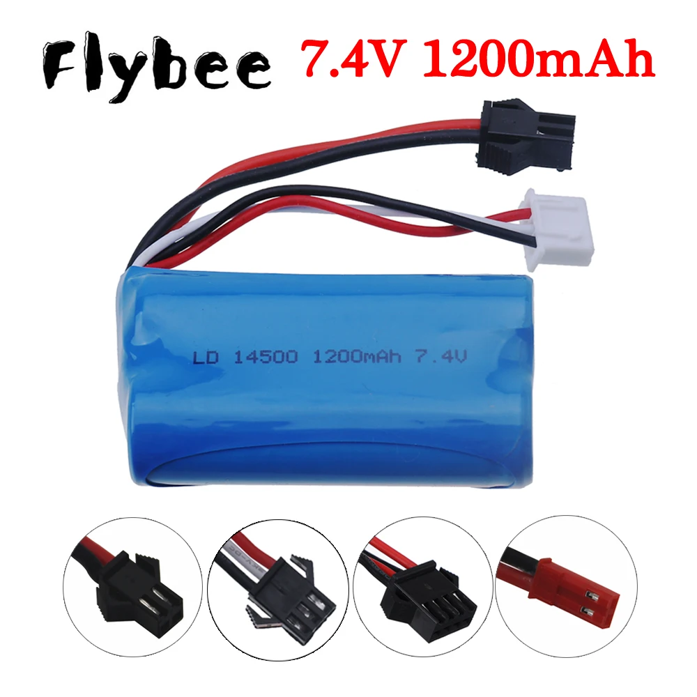 

Литий-ионный Аккумулятор 7,4 В, 1200 мАч, 14500 SM/JST для электрических игрушек, водяной пулемет, игрушек, 7,4 В, перезаряжаемая батарея для транспортн...