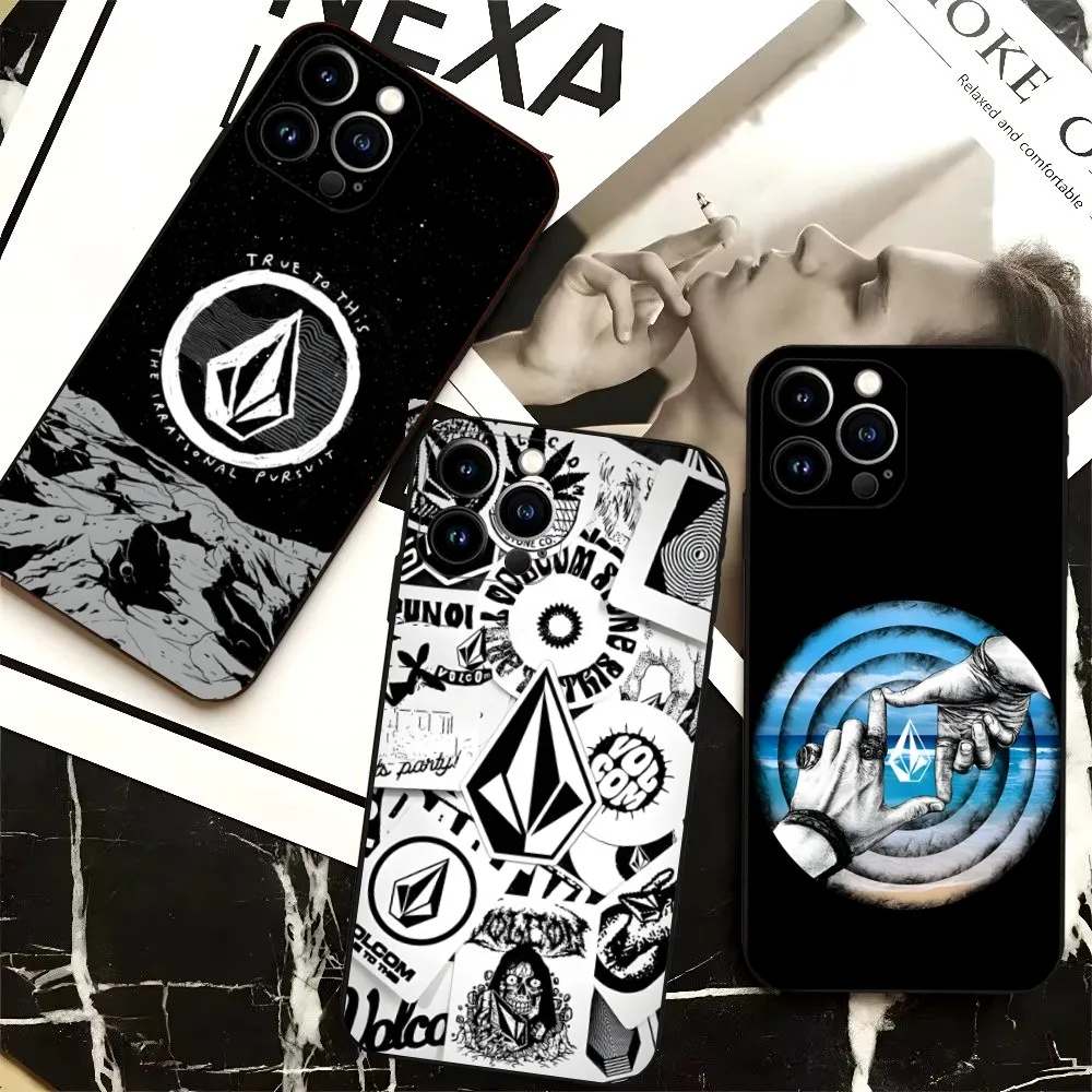 Роскошный чехол для телефона V-VOLCOMS в спортивном стиле iPhone 16 15 14 13 12 Pro Max 11 7 8 Plus XR XS