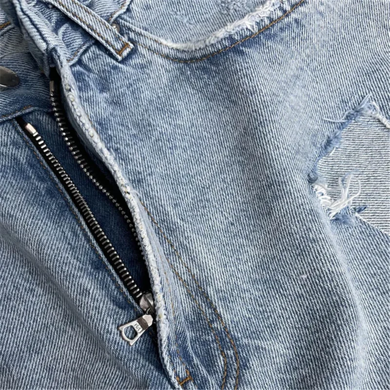 ASKYURSELF Jeans Washed Patchwork Men Women 1:1 Askyurself Casual Jeans Trouser