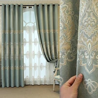 european style curtains for living dining room bedroom custom luxury green jacquard door window curtain room room decor decorate