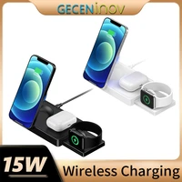 3 in 1 15w qi wireless charger for samsung s21 s20 s10 fast charging stand pad for iphone 1211 xs88 plus airpods pro