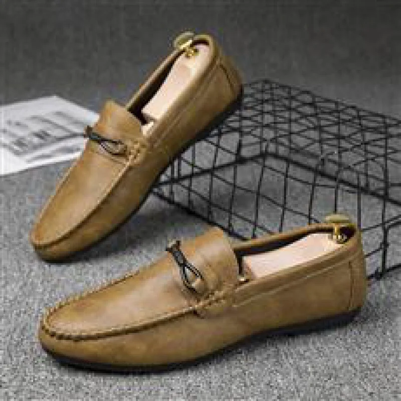 

Loafers Men's 2023 New Summer Casual Leather Shoes Loafers Soft Bottom Korean Style Trendy British-Style