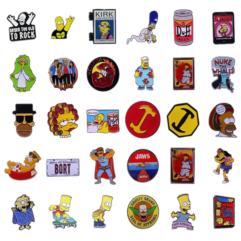 Анимационная пленка Симпсоны Мультяшные Броши аниме персонажи металлические эмалированные значки Модная рубашка с отворотом аксессуары Подарки