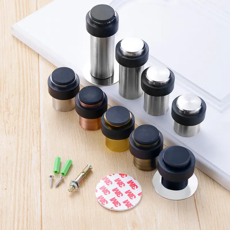 

Rubber Door Stopper Stainless Steel Door Protective Pad Wall Protector Anti-collision Door Holder Round Door Stops Hardware
