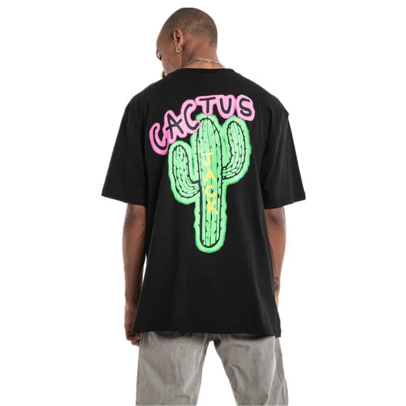 

TRAVIS SCOTT Cactus Jack around tour neon cactus T-shirt men and women cotton tide brand short sleeves