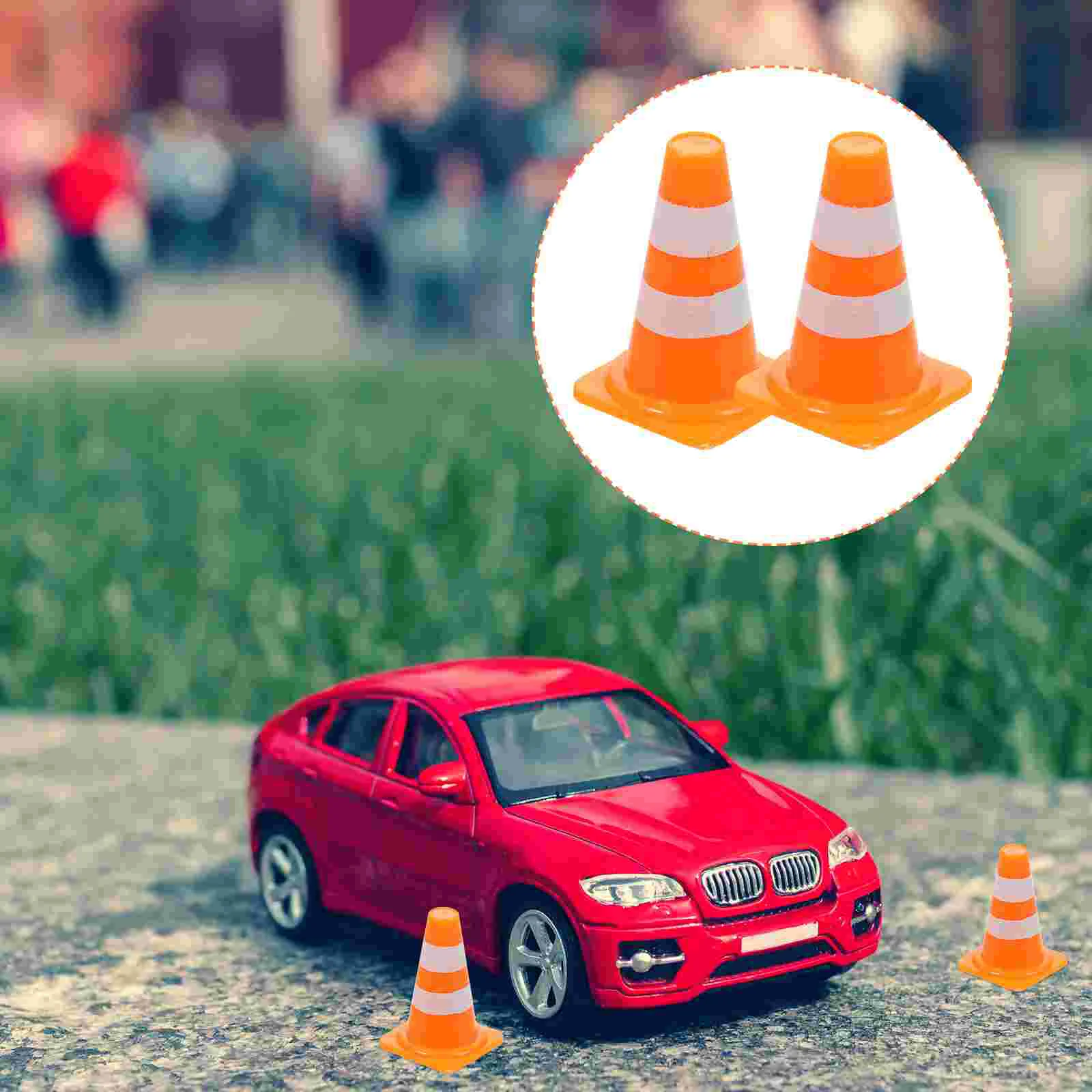 

50 Pcs Miniatures Roadblock Simulation Props Educational Toy Traffic Scene Toys Cone Kids Street Signs Children Plaything