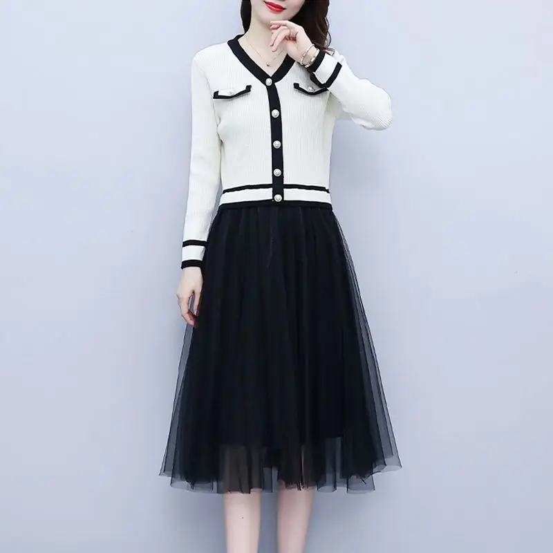 

Женское трикотажное платье с V-образным вырезом, в сеточку