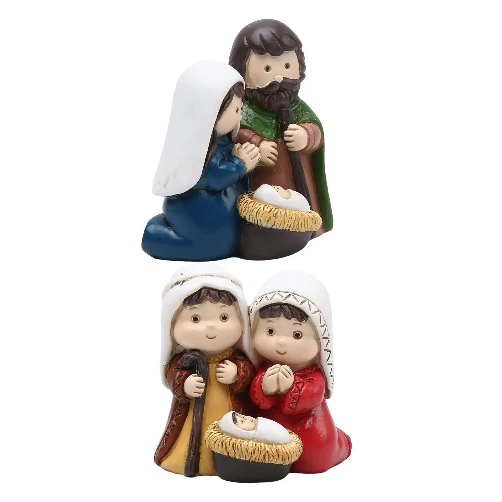 

Holy Family Figurine Home Deor Crib Figurine Christmas Religious Baby Ornament Christmas Nativity Set for Desktop Church