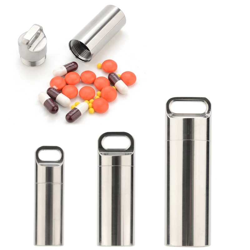 

E9LE Metal Pocket Pill Boxes Portable Mini Travel Pill Cases Waterproof Daily Pill Container Medicine Holder for Men Women