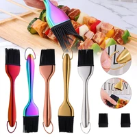 1pc stainless steel silicone barbeque brush cooking bbq heat resistant oil brushes kitchen bar cake baking tools accessories
