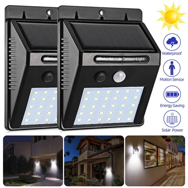 

4/2/1PCS 20 LEDs Solar Powered Light Wireless PIR Motion Sensor Wall Light IP65 Waterproof Solar Light Lamp for Outdoor Garden