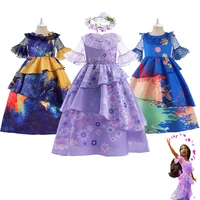disney girls encanto fancy princess dress costume carnival birthday party garland dress bag charm crown girl cosplay isabella