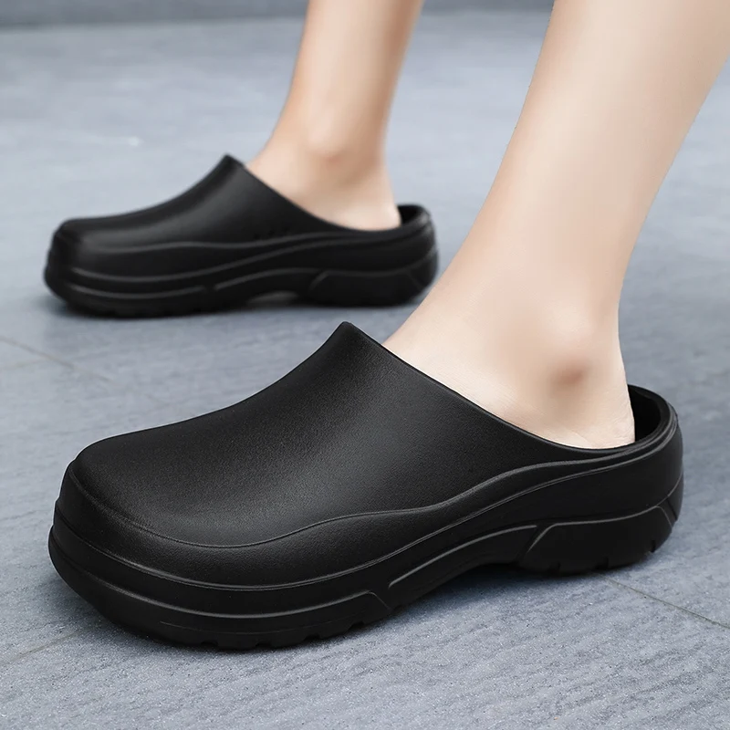 

Men's Closed Toe Half Slippers 2023 Summer New Non-slip Platform Slip on Work Shoes for Men Increased Causal Male Slides Shoes