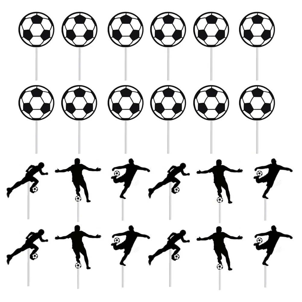 

Soccer Cupcake Cake Football Toppers Decoration Partydecor Stick Picks Payers Blacktheme Supplies Shape Decorations Birthday