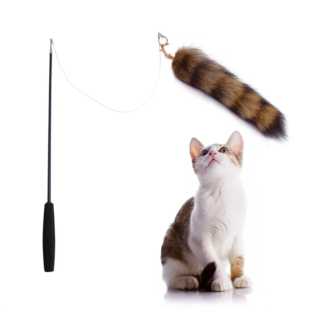 

Two-section Telescopic Type Fox Tail Funny Cat Stick for Pet Cat Toy Cat Accessories Cats Toys Interactive Accessories Supplies