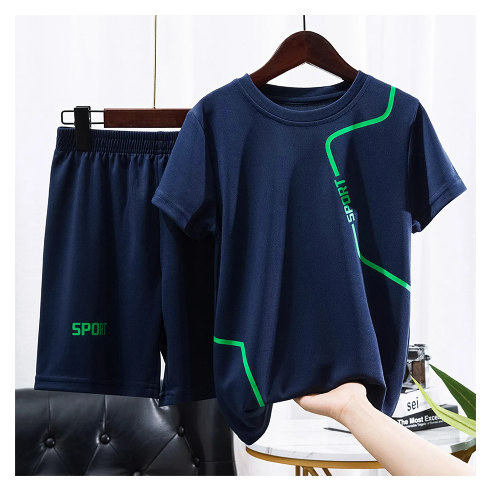 

Boys' Sports Suits Tracksuits Summer Casual Two-Pieces Outfits Kids Short Sleeve Breathable Quick-drying Running Sets Sportswear